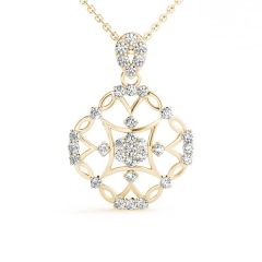 Ornate Floral Knot Pendant with 0.475ct Diamond – 18ct Gold (White / White & Yellow / White & Rose)