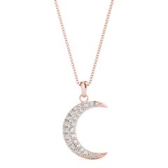 Pavé Moon Pendant – 0.19ct G SI Natural Diamonds – 18ct Gold (White / Yellow / Rose)