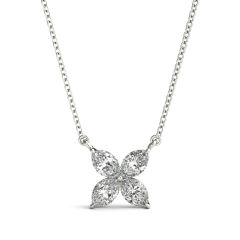 Marquise Flower Pendant with 0.30ct Diamonds – 18ct Gold (White / Yellow / Rose)
