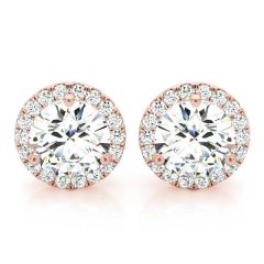 2.12ct Diamond Halo Stud Earrings – 18ct Rose Gold