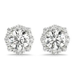 1.09ct Diamond Halo Stud Earrings – 18ct Gold (White / Yellow / Rose)