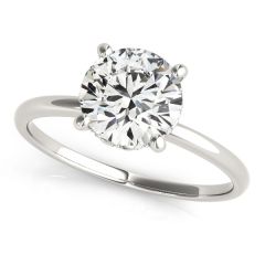 Timeless Classic Solitaire Diamond Engagement Ring in 18ct White Gold. Featuring a brilliant 2ct Round Brilliant Cut diamond with hidden halo gallery detailing. Crafted with fine workmanship, total diamond weight 2.25ct. Available at Troy Clancy Jewellery