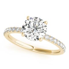 1ct Round Brilliant Diamond Engagement Ring with Hidden Halo & Claw-Set Shoulders &ndash; 18ct Yellow Gold Classic Radiance