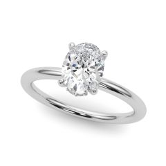 1ct Oval Diamond Solitaire Engagement Ring with Hidden Halo &ndash; 18ct White Gold Timeless Elegance