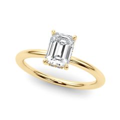 Radiant 18ct yellow gold engagement ring featuring a stunning 2.50ct emerald cut diamond with a hidden halo of round brilliant cut diamonds. Meticulously crafted for pure elegance by Troy Clancy Jewellery.