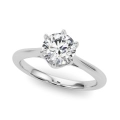 1ct Round Brilliant Diamond Solitaire Engagement Ring with Split Cathedral Shank – 18ct White Gold Timeless Sophistication