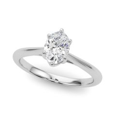 Exquisite 18ct White Gold Oval Diamond Solitaire Engagement Ring - Front View