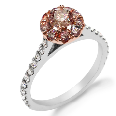 Argyle Pink Diamond & White Round Brilliant Cut Diamond Engagement Ring
