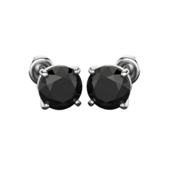 1.02ct Natural Black Diamond Stud Earrings – 18ct White Gold