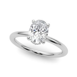 1ct Oval Diamond Solitaire Engagement Ring with Hidden Halo – 18ct White Gold Timeless Elegance