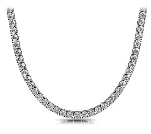 25ct 4 Claw Riviera Diamond Necklace – 18ct White Gold – G SI Natural Diamonds