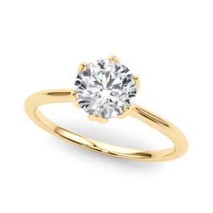 Round Brilliant Diamond Solitaire Engagement Ring with Six-Prong Petal Setting – 18ct Yellow Gold Classic Warmth