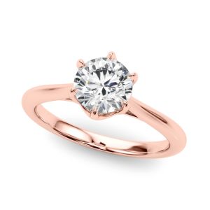 1ct Round Brilliant Diamond Solitaire Engagement Ring with Split Cathedral Band – 18ct Rose Gold Romantic Elegance
