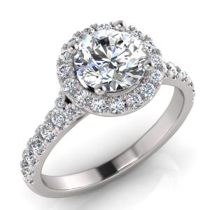 1ct E VS Round Brilliant Halo Engagement Ring – 18ct Gold (White / Yellow / Rose) – Total 1.58ct