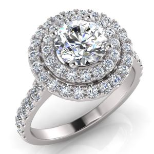 1ct E VS Double Halo Engagement Ring – Total 1.66ct Diamonds (18ct Gold)