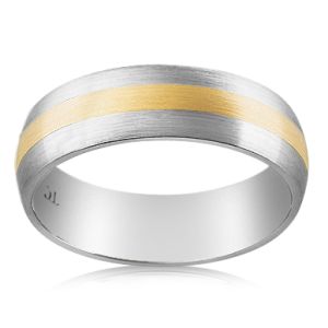 Handmade 6mm Men's Two-Tone Wedding Ring – 18ct White & Yellow Gold