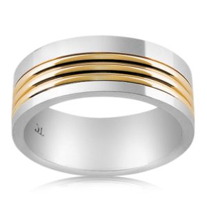 Handmade 6mm Men's Two-Tone Wedding Ring – 18ct White & Yellow Gold