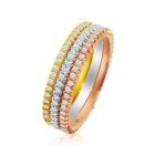 Stacker diamond rings. 18ct Pink, Yellow and White gold. Micro pave set round brilliant cut diamonds all the way around.